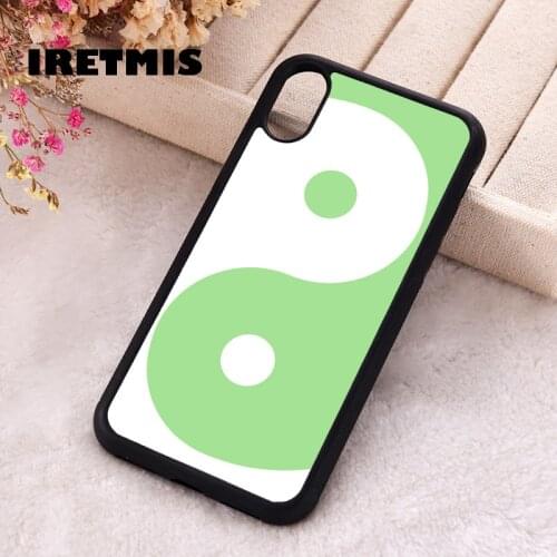 Iretmis 5 5S SE 2020 Phone Cover Case for iPhone 6 6S 7 8 Plus X Xs XR 11 12 Mini Pro Max Rubber Silicone Green Yin & Yang