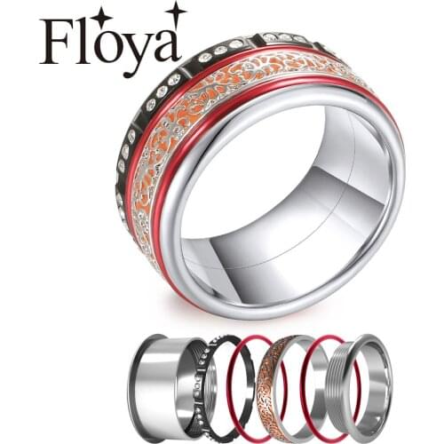 Cremo Couple Rings - Mens Bohemia Ring & Womens Stainless Steel Engagement Band Interchangeable inner Ring