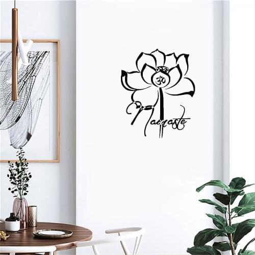 Lotus Flower Wall Stickers OM Symbol Wall Decals Home Decor For Living Room Bedroom Art Decal Vinyl Art Mural DW7378