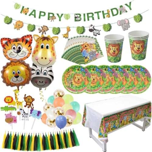 Cyuan Jungle Party Balloons Lion Tiger Animal Foil Balloons Boy Zoo Animal Theme Birthday Party Decor Kids Safari Party Decor