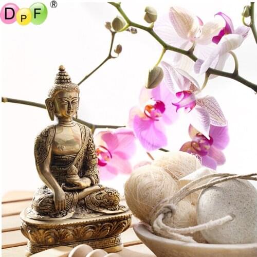 DPF Full Square 5D DIY Diamond Painting Cross Stitch Orchid Buddha diamond Embroidery Rhinestone diamond Mosaic Painting Gift
