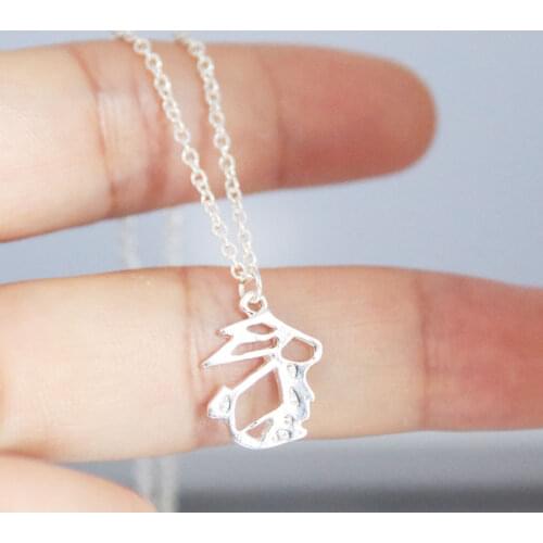 Everfast 1pc Origami Bunny Necklace Pendant Charm Rabbit Necklace For Women Kids Fashion Jewelry
