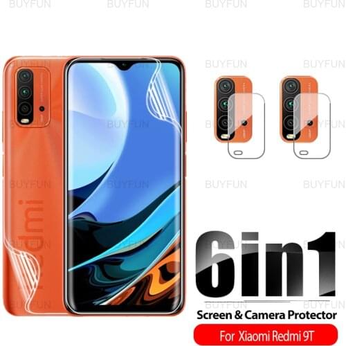 6in1 Hydrogel Film For Xiaomi Redmi 9T Front Back Safety Soft Film On For redmi redmy 9 9a 9c nfc 10x pro 5g 8 7 7a Camera Film