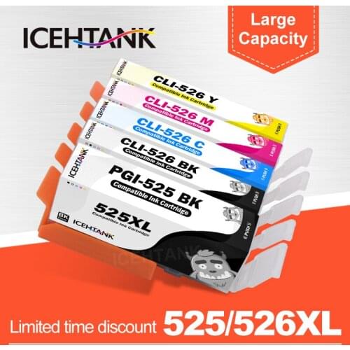 ICEHTANK PGI 525 CLI 526 PGI525 PGI-525 XL Ink Cartridge For Canon PIXMA IP4850 IP4950 IX6550 MG5150 MG5250 MG5350 MX715 Printer