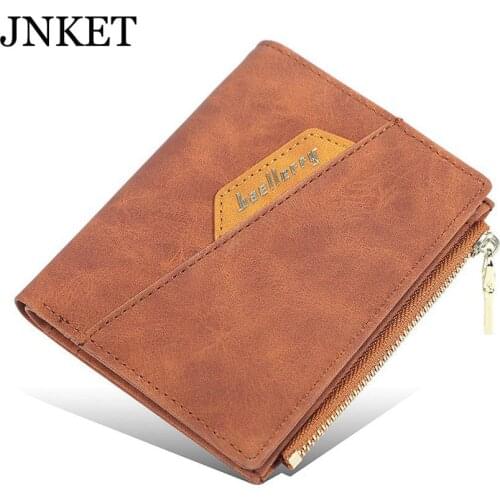 JNKET New Retro Mens Short Wallet PU Leather Clutch Wallet Zipper Wallet Credit Card Wallet Card Holder Notecase