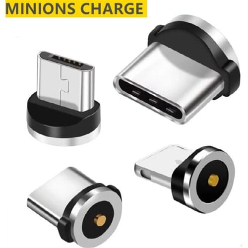 Round Magnetic Cable plug 8 Pin Type C Micro USB C Plugs Fast Charging Phone Magnet Charger Plug For iPhone 1m line chargering