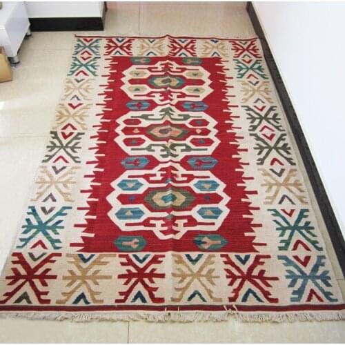 Kilim Carpet Wool Folk Carpet Home Decore Rectangle Carpet Wool Knitting Carpets