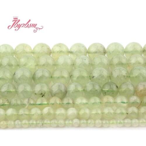 6/810mm Natural Prehnite Green Smooth Round Loose Beads Natural Stone Beads For DIY Necklace Bracelat Jewelry Making Strand 15"
