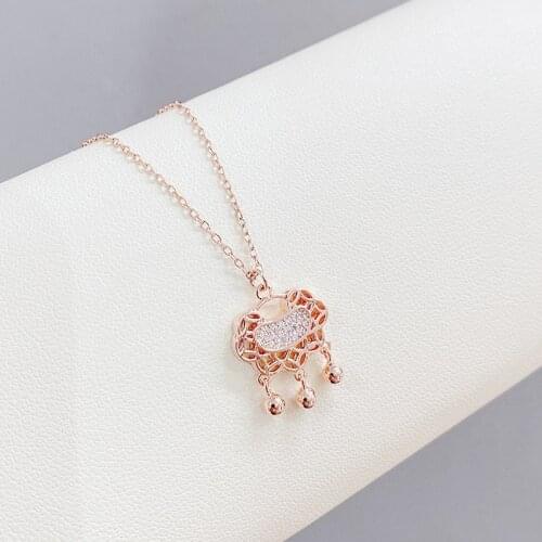 BOTU 2021 Hot Retor Longevity Lock Pendant Necklace Female Bells Personality Lock Simple Copper Coin Temperament Necklace Tassel