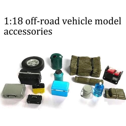 1:18 Off-Road Vehicle Accessory Accessories Parts Tool Box Bucket Spare Tire Oil Barrel Models For Car Model Scene Decoration