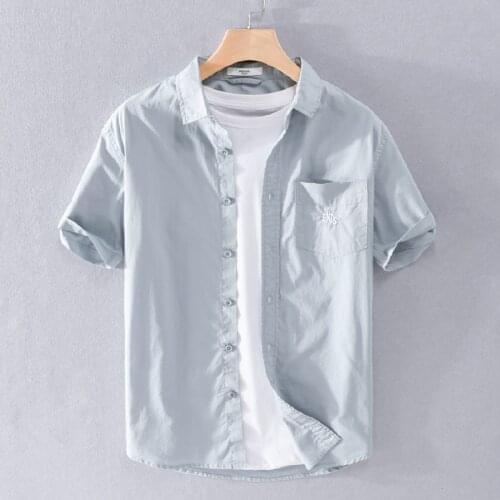 2021 New style pure cotton short-sleeved embroidered shirt men casual comfortable fashion shirts for men tops mens clothes