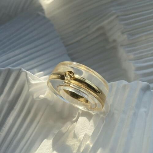 2020 New MM6 Seal Metal Rings Transparent Resin Cold Ins Style High-End Sense Of All-Match Ring Female Trend