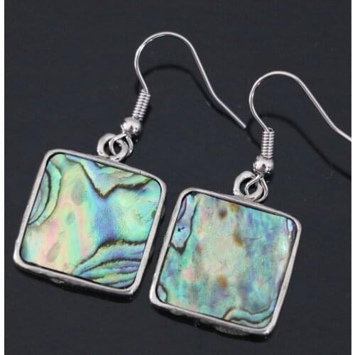 Newly zealand abalone natural shell square dangle earrings fashion jewelry one pair B1156