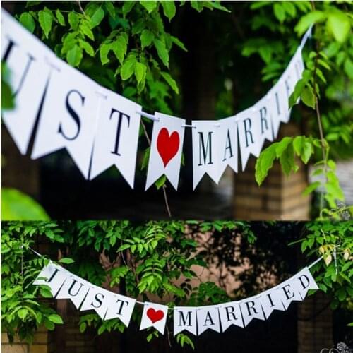 New Paper Just Married White Banner Beauty Garland Balloon Wedding Garland Decoration Vintage Party Events Supplies Wedding
