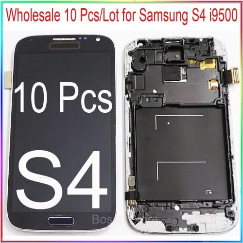 Wholesale 10 Pcs / Lot for Samsung S4 i9500 lcd display screen with touch digitizer assembly replacement repair parts