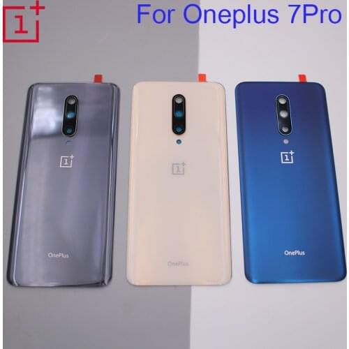 Original Rear Housing For Oneplus 7 Pro One Plus 7Pro Glass Back Cover Repair Parts Battery Door Case + Logo +Camera Lens Frame