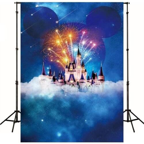 Customize Cartoon Castle Mouse Photography Background Backdrop Kids Birthday Party Decoration Theatre Tapestry Photo Studio