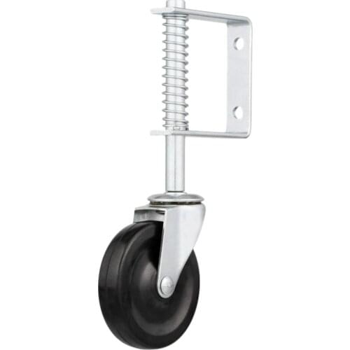 Spring Loaded Gate Caster, 4-Inch, Black