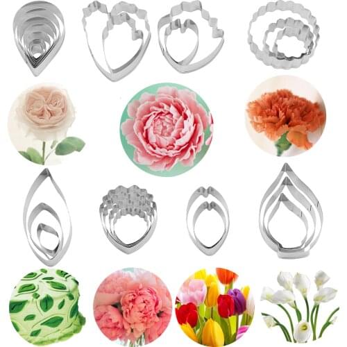 Polymer Clay Cutters Austin Rose Peony Carnation Calla Lily Shape Stainless Steel for Cookie Pottery Fondant Craft Cutting Tool