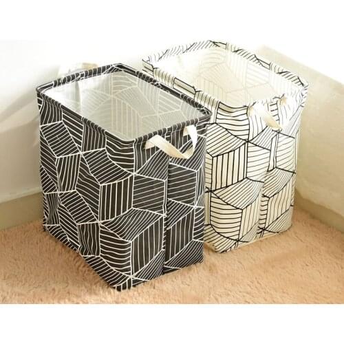 Simple Prism-shaped Cotton And Linen Dirty Clothes Bucket Floor Debris Sorting Basket Laundry Basket