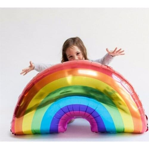 1Pcs Big Size Rainbow Foil Balloons Rainbow Helium Globos Air Ballons for Baby Shower Decor Hawaii Themed Party Decor Supplies