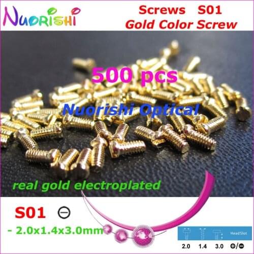 S01 2.0x1.4x3.0mm 500pcs Gold Electroplating Eyeglasses Glasses Eyewear Screws Free Shipping