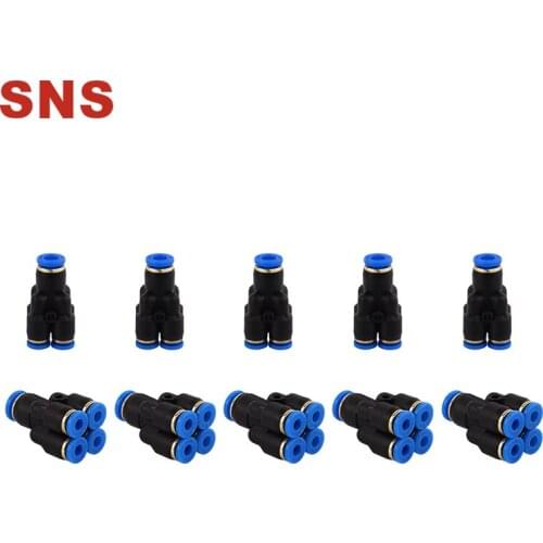 SNS PXY Series 5-Way Pneumatic Push In Connect Fitting Y Type Union Pipe Tube Quick Connector