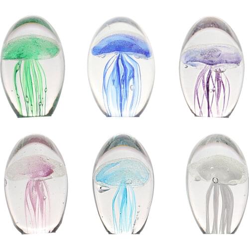 Art Glass Hand Blown Mini Easter Spherical Jellyfish Eggs Figurine Christmas Home Decorations