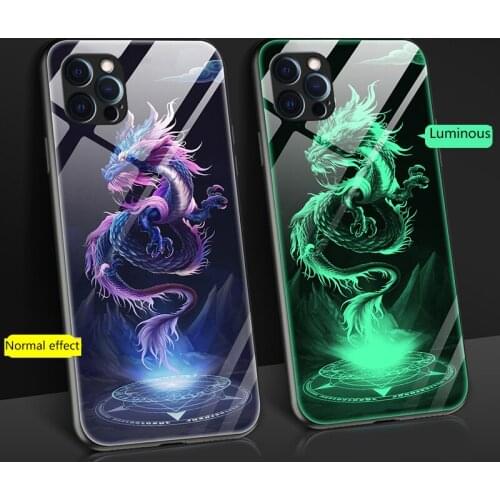 Luminous Tempered Glass Case For iphone 11 12 Pro Max Back Cover For iphone X XS XR 8 7 6Plus SE 2 Night Shine Phone Case Coque
