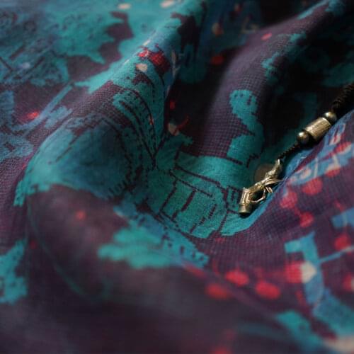 High quality ramie tissu BeautifulUnique printing patchwork High end dress cheongsam fabric