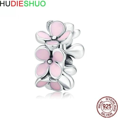 HUDIESHUO Jewelry bracelet accessories pink flowers diy S925silver beads