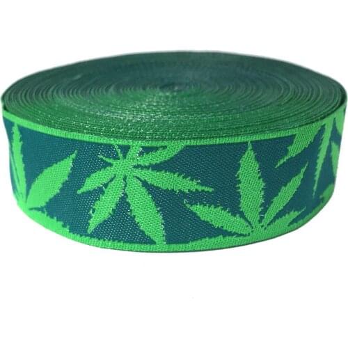 ZERZEEMOOY 7/8" 22MM 5YARD/LOT Green Leaves Jacquard Ribbon Dog Collar Ribbon