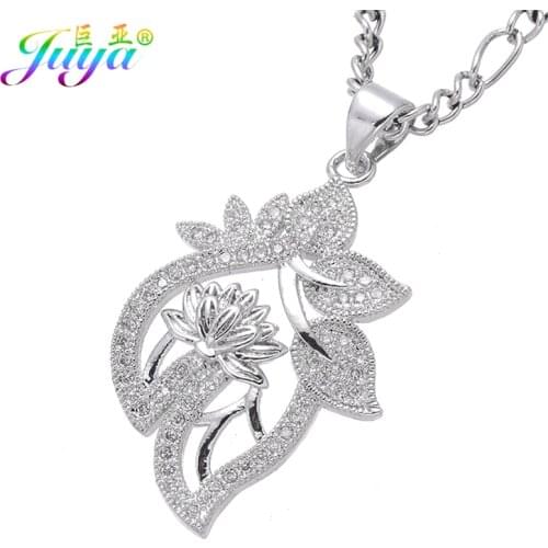 Collares Moda 2020 New Indian Jewelry Micro Pave Zircon Silver Color Flower Lotus Pendant Necklace For Women Girl Jewelry Gift