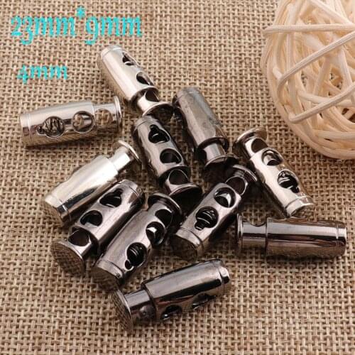1-10PCS Silver/Black Double Barrel Toggle Cord Locks,Cylinder Stopper Toggle,Rope Buckle,Connector Buckle,Craft Spring Buckle