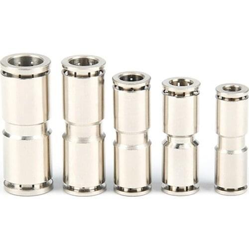 1pc All copper nickel-plated PU series pipe pneumatic joint quick plug joint reduce diameter straight