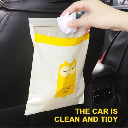 15pcs/ Bag Car Trash Bag Disposable Self-adhesive Rubbish Holder Garbage Waste Storage Bag Vomit Bags Trash Bin Car Accessories