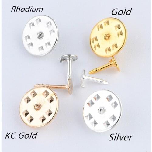 30Sets/lot Squeeze Badge Holder Butterfly Clasp Pin Back Brooch Clutch Care Cap Nail Tie Back Stoppers Rhodium Jewelry Findings