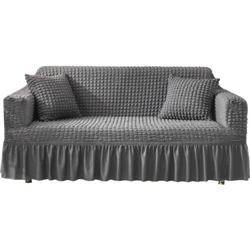 48Slipcover Popcorn plaid sofa cover Tight wrap all-inclusive elastic Couch Cover With skirt Armchair/loveseat Furniture Covers