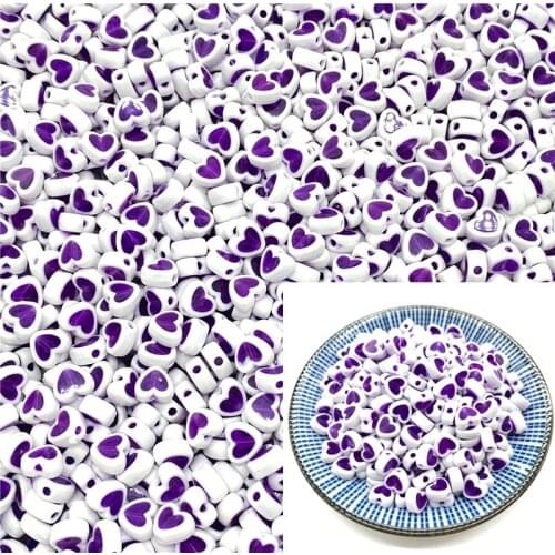 50pcs 8x5mm Love Acrylic Bead Loose Spacer Beads For Jewelry Making DIY Bracelet Accessories #A46a04