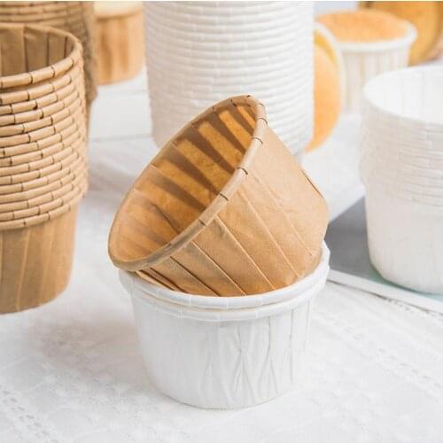 50PCS Treated Paper Souffle Portion Cups For Measuring cake Baking And High Temperature Household Cake Mould