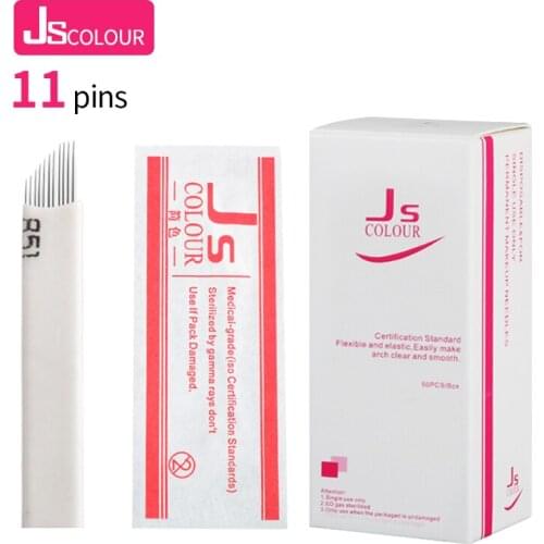 New 500PCS Eyebrow 11pins Permanent Makeup needles for eye tattoos Prong flat blades 3d Microblading Embroidery