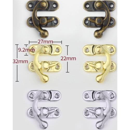 Antique Bronze Iron Padlock Hasp Lock Hook Lock Suitable for Mini Jewelry Wooden Box with Screws Furniture Hardware