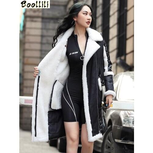 Boollili 2020 Real Fur Coat Winter Coat Women Sheep Shearling Puffer Down Jacket Women Long Real Wool Coats Manteau Femme