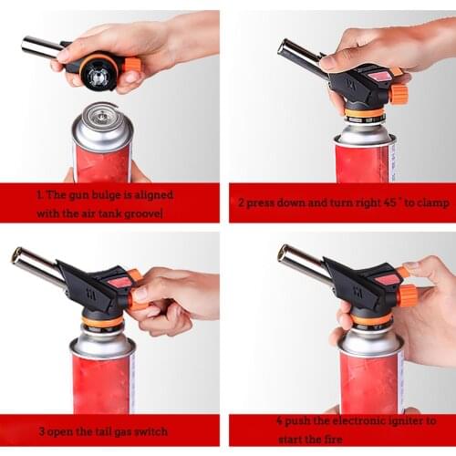 Butane Torch Head Cooking Culinary Blow Lighter Adjustable Flame for Indoor Kitchen Desserts Outdoor BBQ Baking Camping Kitchen