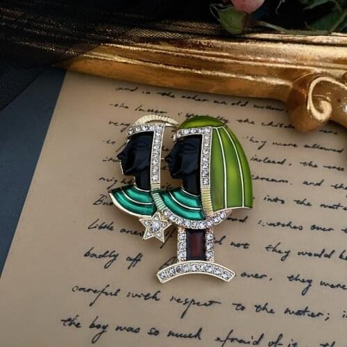 New wholesale retro court antique Cleopatra drop glaze Enamel Brooch