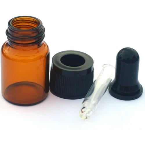 5pcs 5ml Amber Glass Dropper Bottle Sample 22X37mm Vial For Essential Oil Perfume Tiny Portable Thick Bottle
