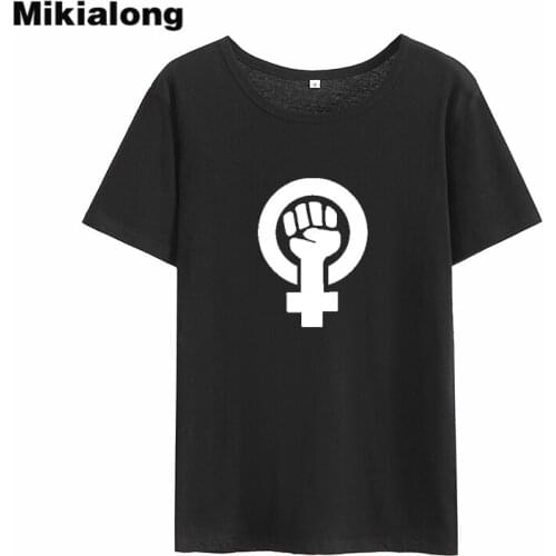 Mikialong Girl Power Harajuku T Shirt Women 2018 Summer Short Sleeve Cotton Tumblr Tshirt Women O-neck Loose Tee Shirt Femme Top