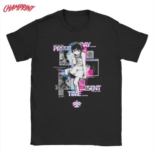 Serial Experiments Lain Windows T Shirts for Men Pure Cotton Funny T-Shirts Anime Tee Shirt Short Sleeve Clothing Gift Idea