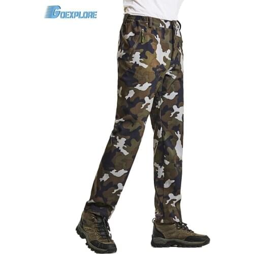 Goexplore Winter Pants Men Outdoor hiking climbing fishing travel Sports Pants waterproof windproof fleece Soft shell Trousers