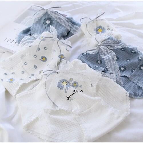2020New Arrived Blue Girl Underwear 5pcs/lot Kids Panties Lace Girl Underpants Cotton Lingerie Briefs